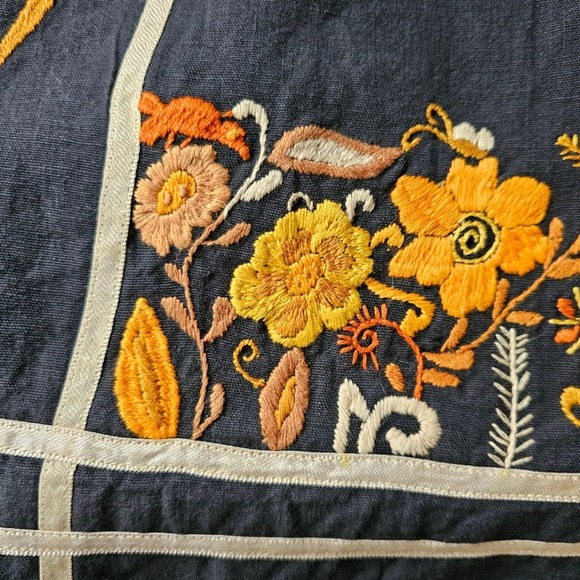 Vtg 70s Josefa Ibarra Black Floral Embroidered Midi S Dress Designer A-Line Boho - Picture 13 of 16